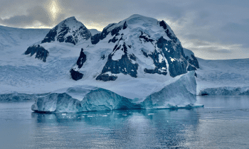 Antarctica glacier at sunrise