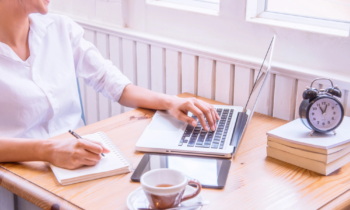 Young woman networking online