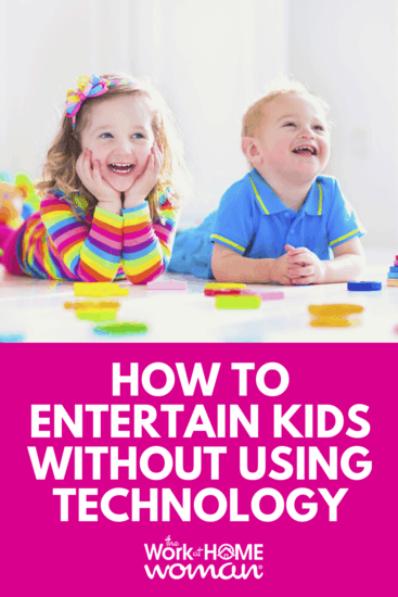 One of the biggest challenges for work-at-home moms is finding non-tech solutions to keep their kids busy while getting some work done. Here are ten simple ways for work-at-home moms to entertain their children, and best of all they don't require any technology. #notech #kids #wahm #workfromhome via @theworkathomewoman